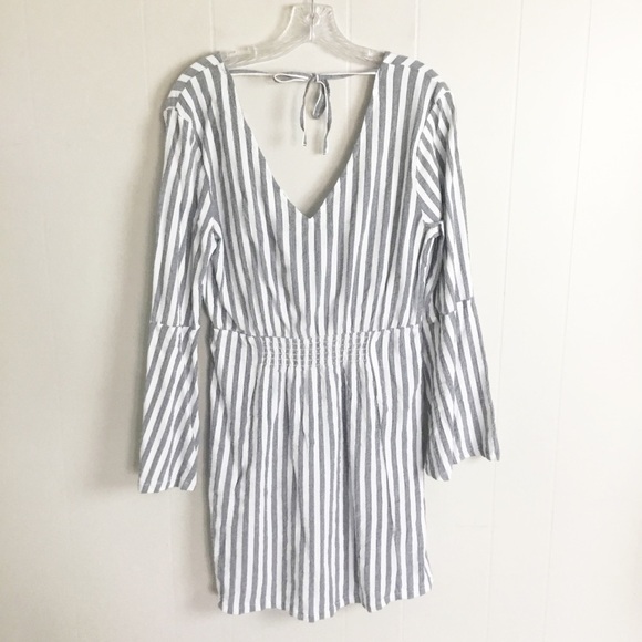 Roxy Stripped Bell Long Sleeved Dress Size M New - Picture 4 of 9